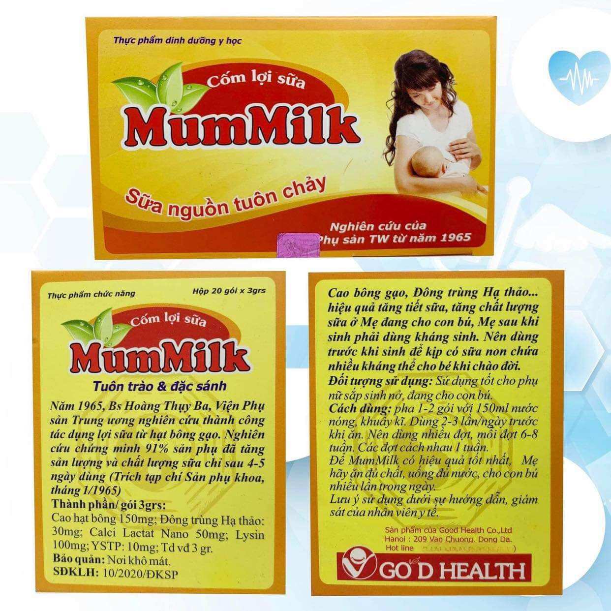 Combo 5 hộp Cốm lợi sữa Mummilk chính hãng - cốm lợi sữa cho mẹ sau  sinh của viện phụ sản Tw, sữa mẹ đặc mát