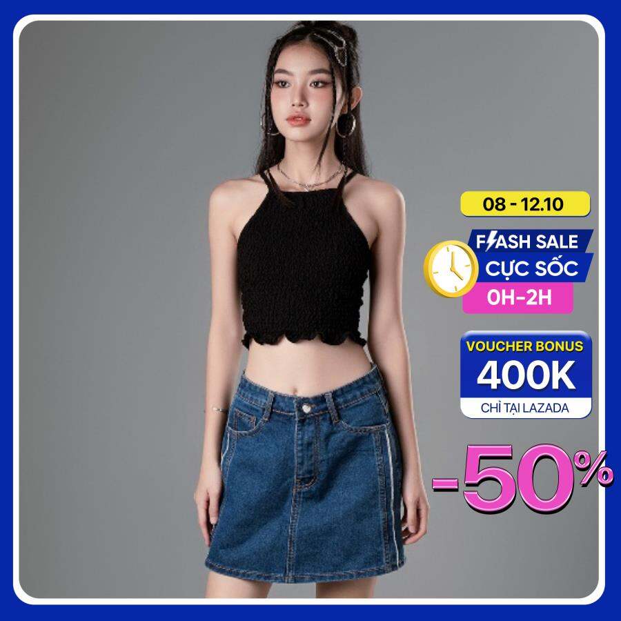 CARA Áo kiểu nữ Iris dáng hai dây giả yếm chất thun ôm năng động