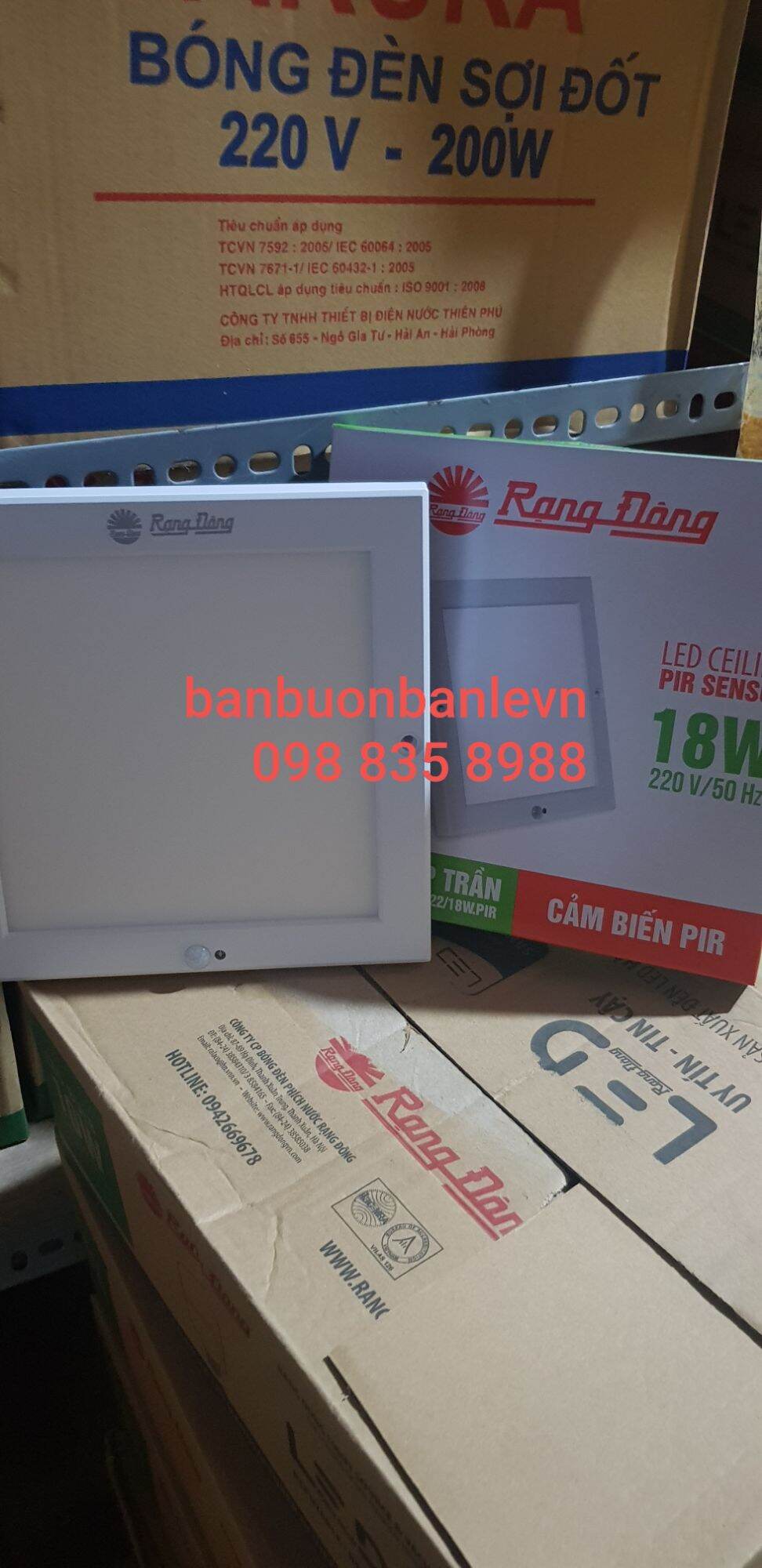 Đèn LED ốp trần  siêu mỏng cảm biến 18w Rạng Đông