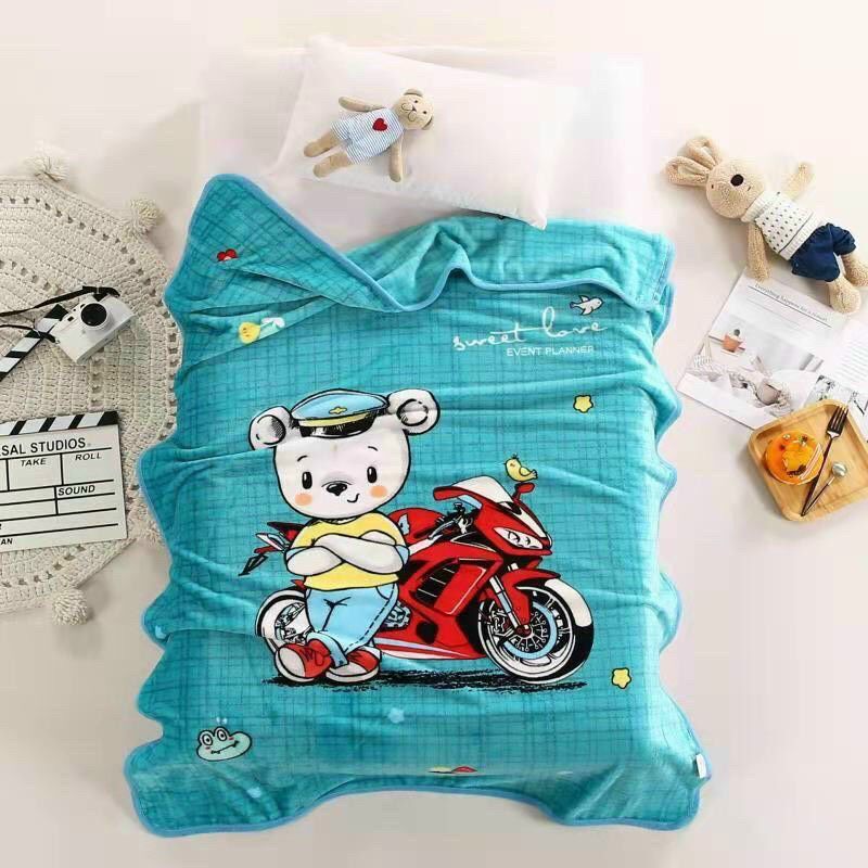 Chăn lông tuyết nhung cho bé, loại tốt xuất hàng, chăn mềm mịn phù hợp các mùa trong năm