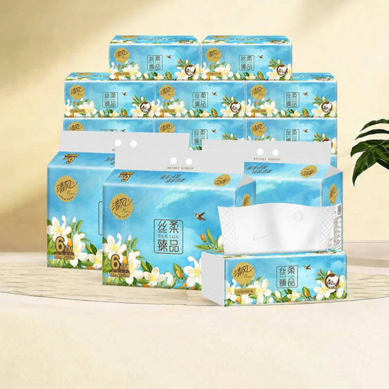 Silky Floral Extract Pressed Flower 4 Layer Tissue Paper 100 Draws 6 Pack