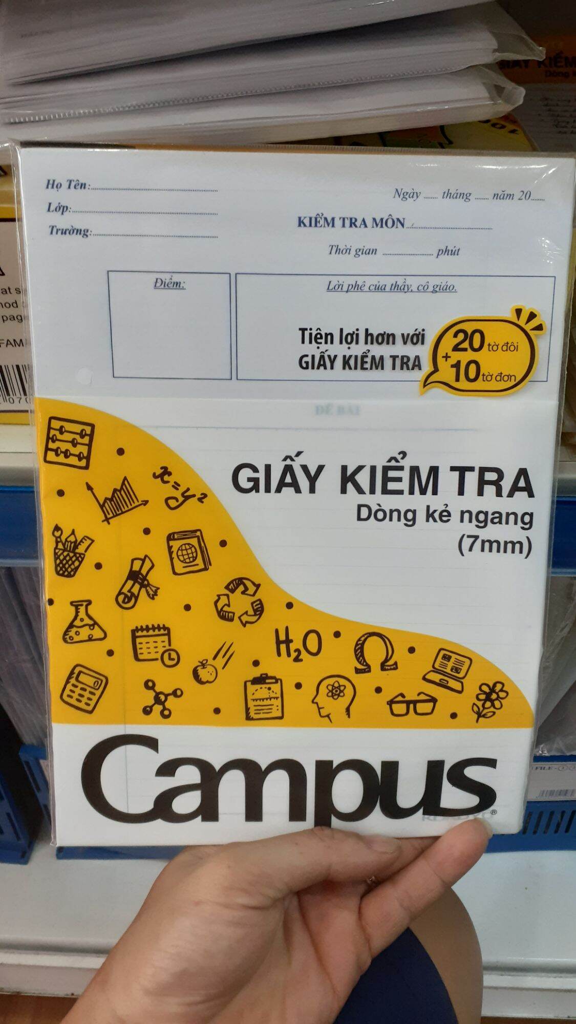 Giấy kiểm tra cấp 2 campus 20 tờ đôi+10 tờ đơn