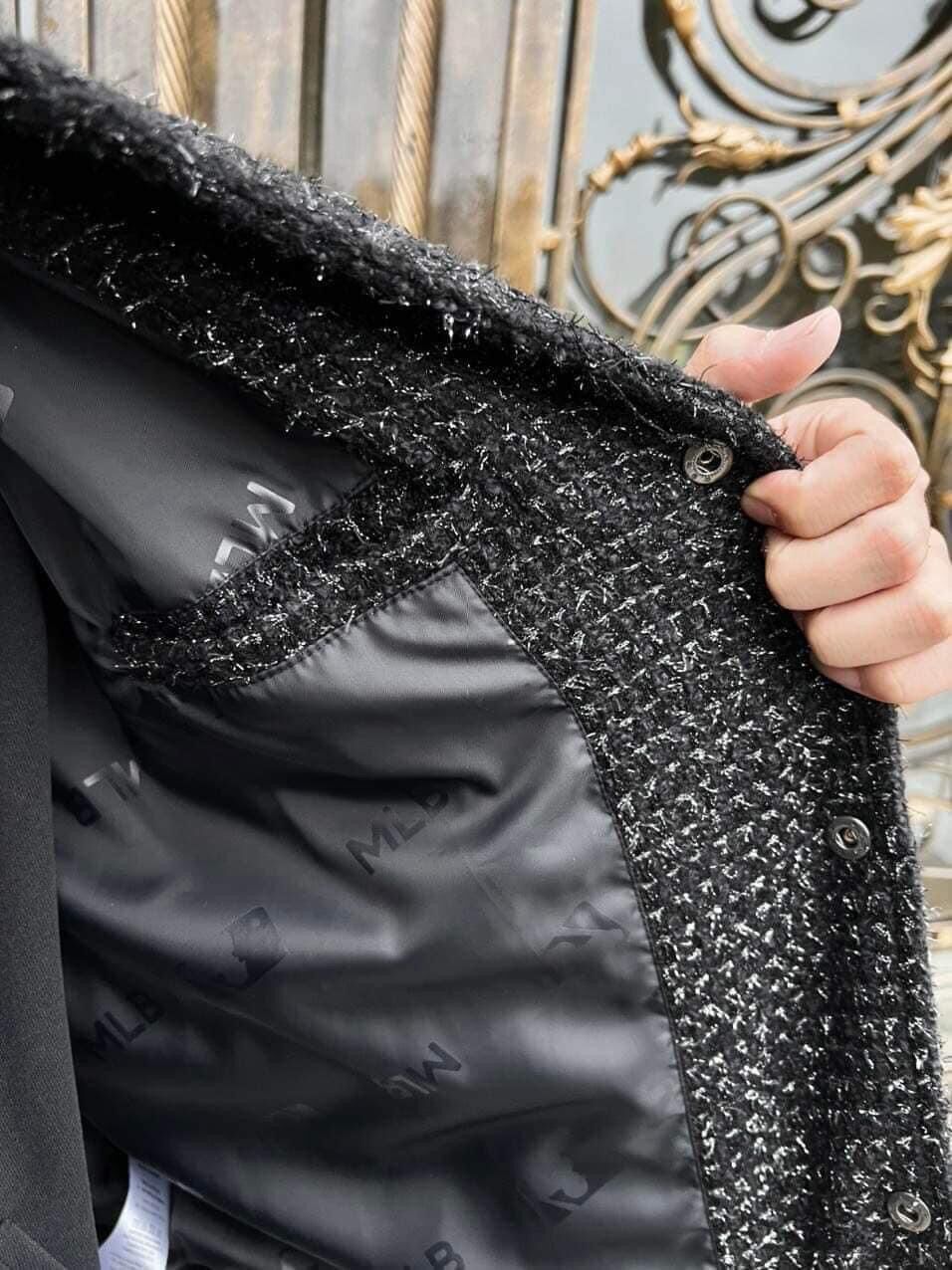 Áo Bomber Kim Tuyến Đen Viền Da Cao Cấp (Ảnh Thật)