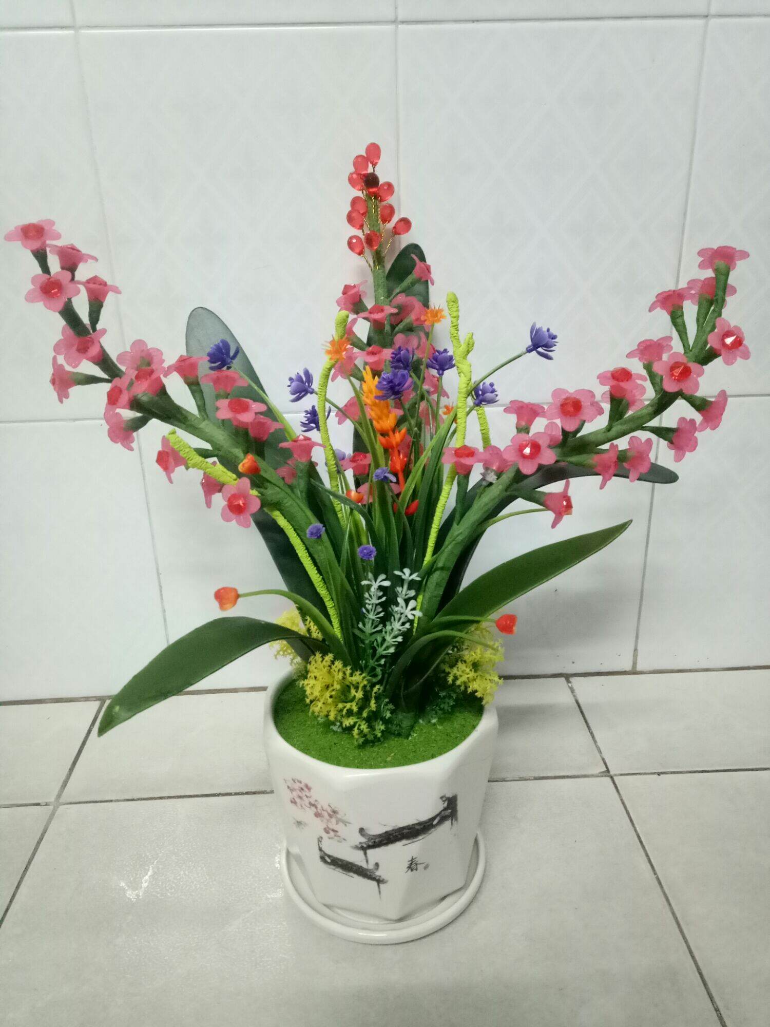 Chậu  lan thuỷ  tiên pha  lê (45x30x30)
