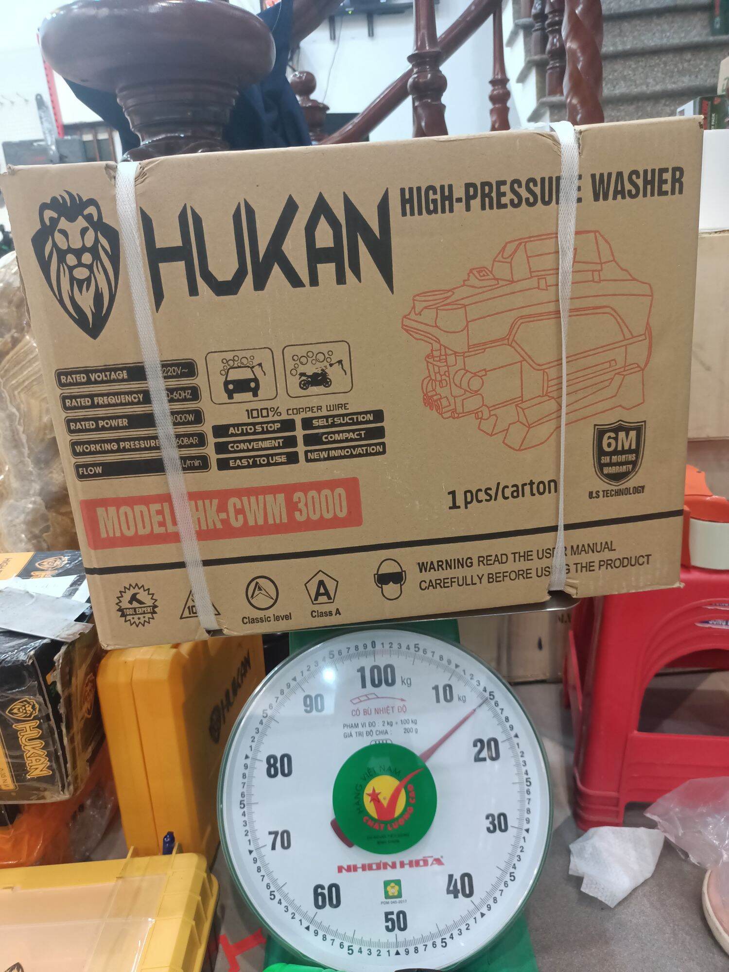 Máy rửa xe hukan hk-cwm3000 gen2 công suất 3000w có át chống giật