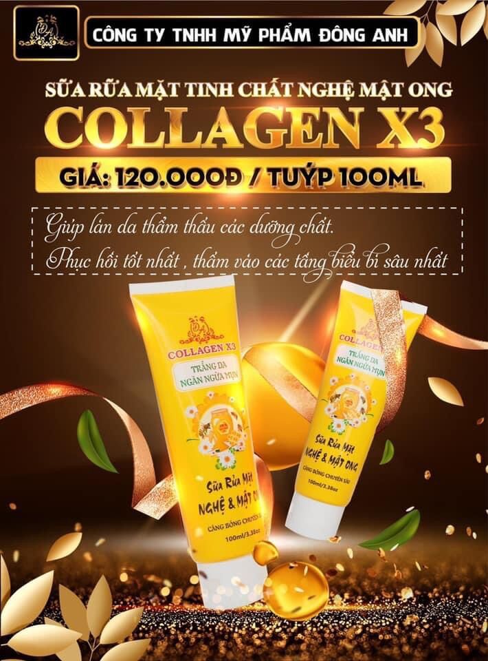 Sữa rửa mặt collagen X3 nghệ mật ong (chính hãng)