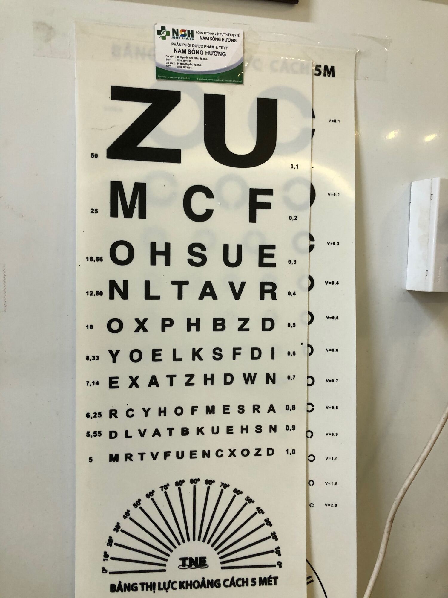 Bảng đo kiểm tra thị lực mắt chữ ZU