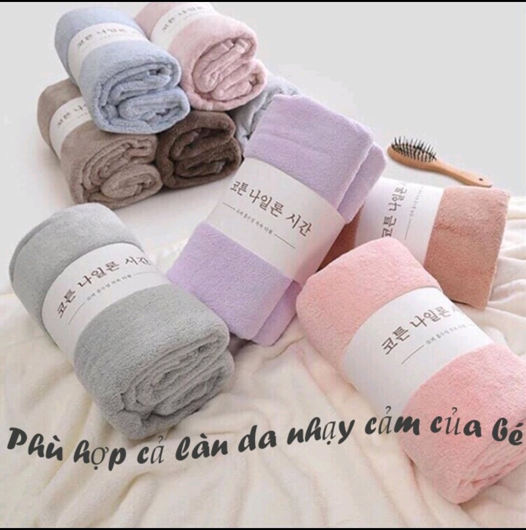 Khăn tắm hàn quốc màu trơn size lớn 70cmx140cm