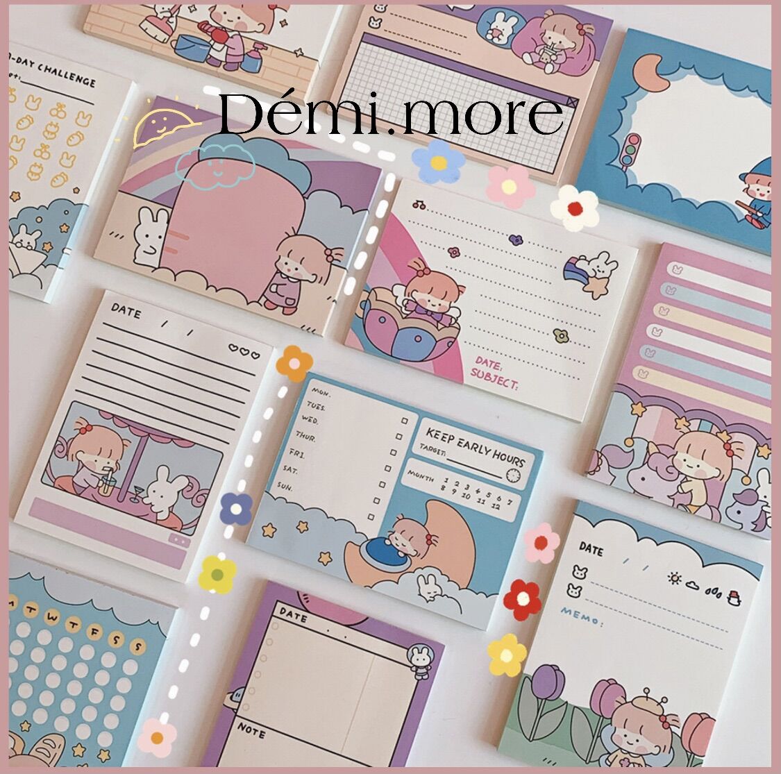 Giấy note, ghi chú 50 trang hoạt hình màu sắc cute