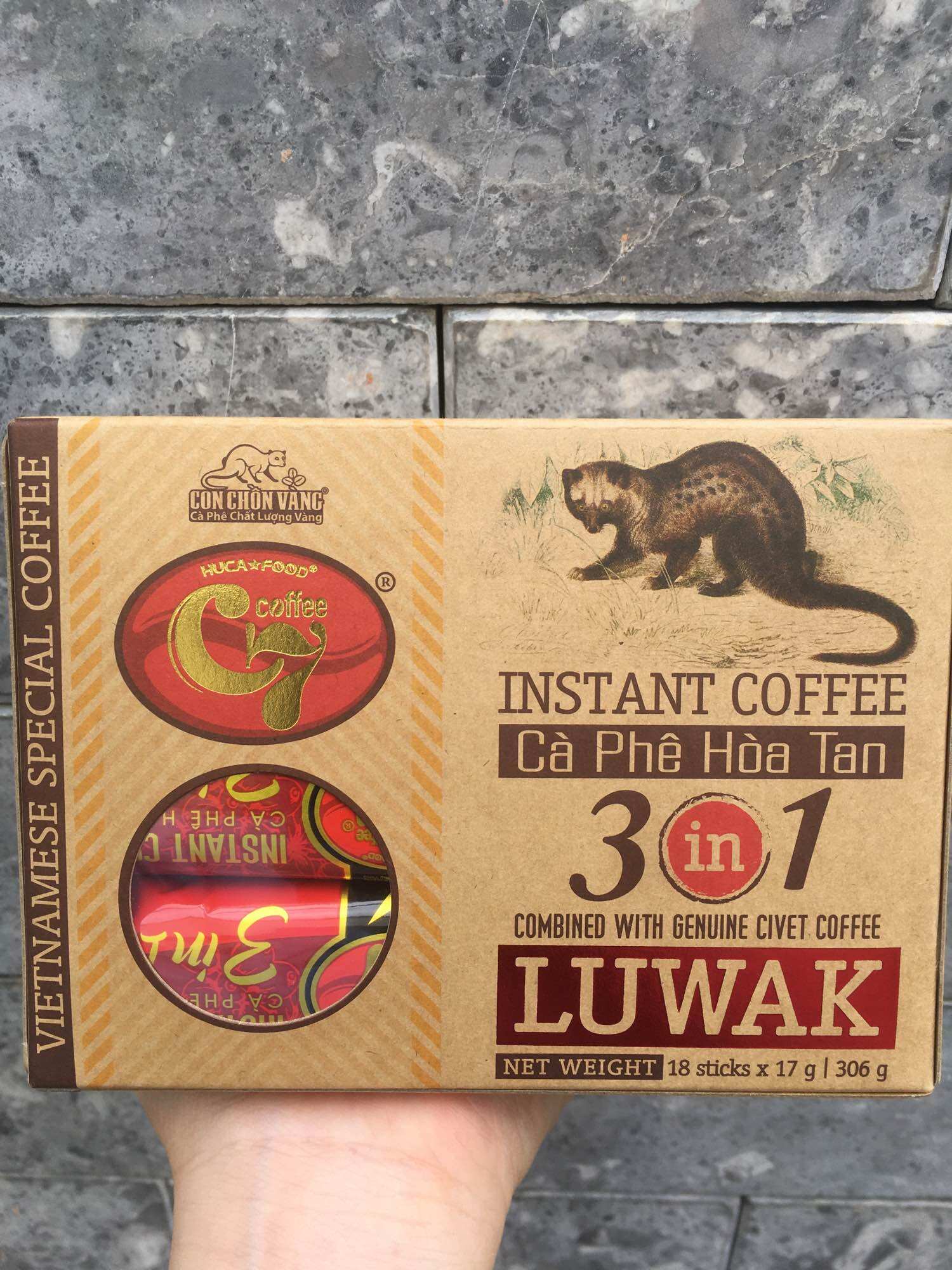 Cà Phê Hoà Tan 3in1 Luwak Con Chồn Vàng C7 (Hộp 18Gói x 17g)