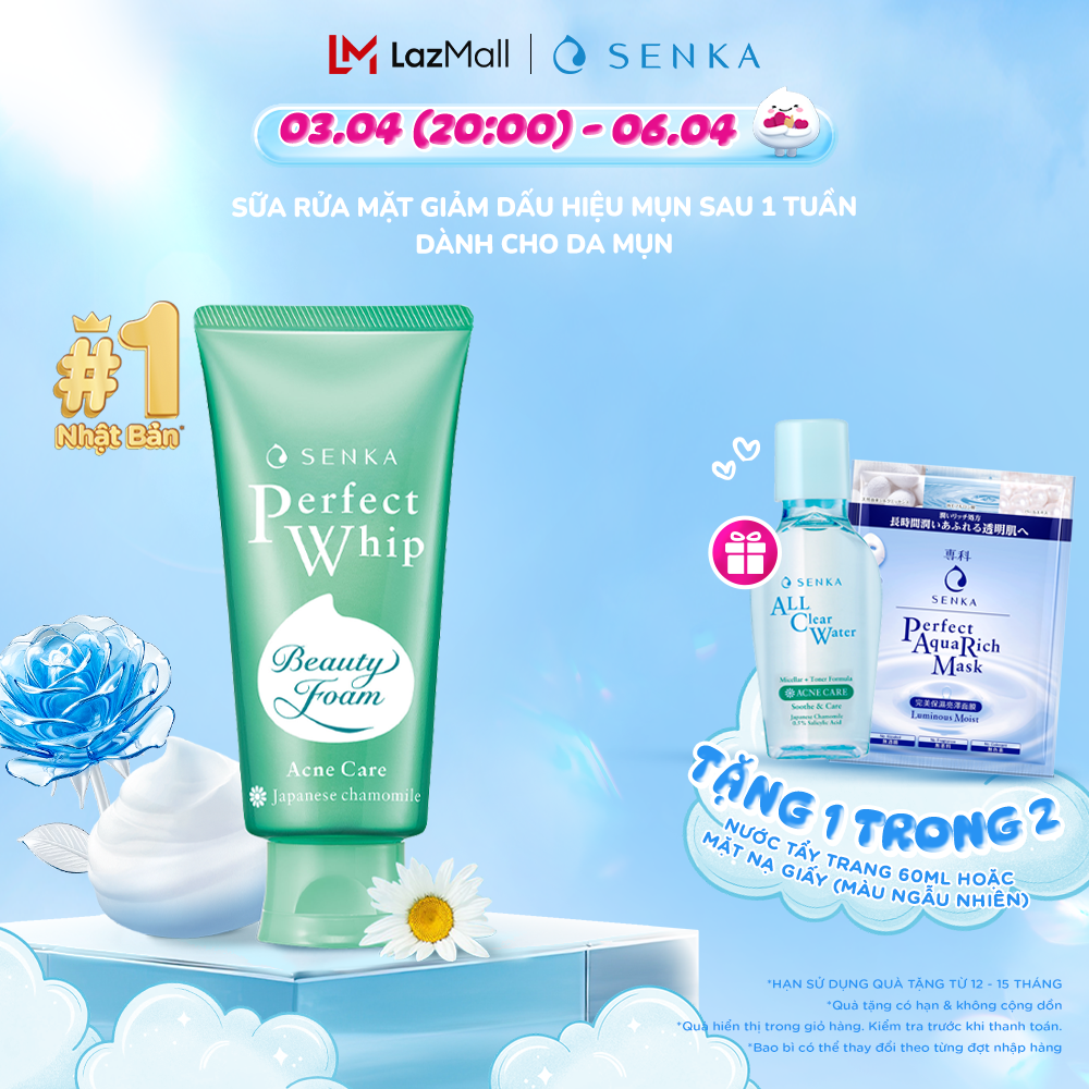 Sữa rửa mặt tạo bọt cho da mụn chứa Salycilic Acid ngăn ngừa mụn SENKA PERFECT WHIP ACNE CARE 100G