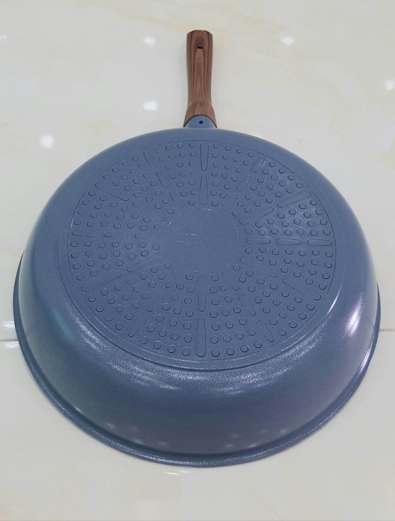 Chảo đúc cạn vân đá đáy từ ECORAMIC 20cm, 24cm, 26cm, 28cm
