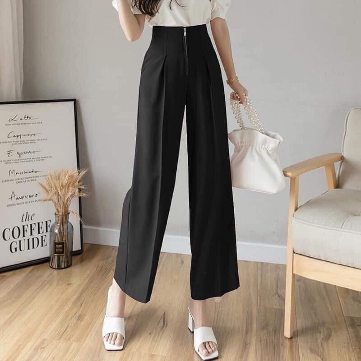 Quần Culottes Đũi Xước Hàn