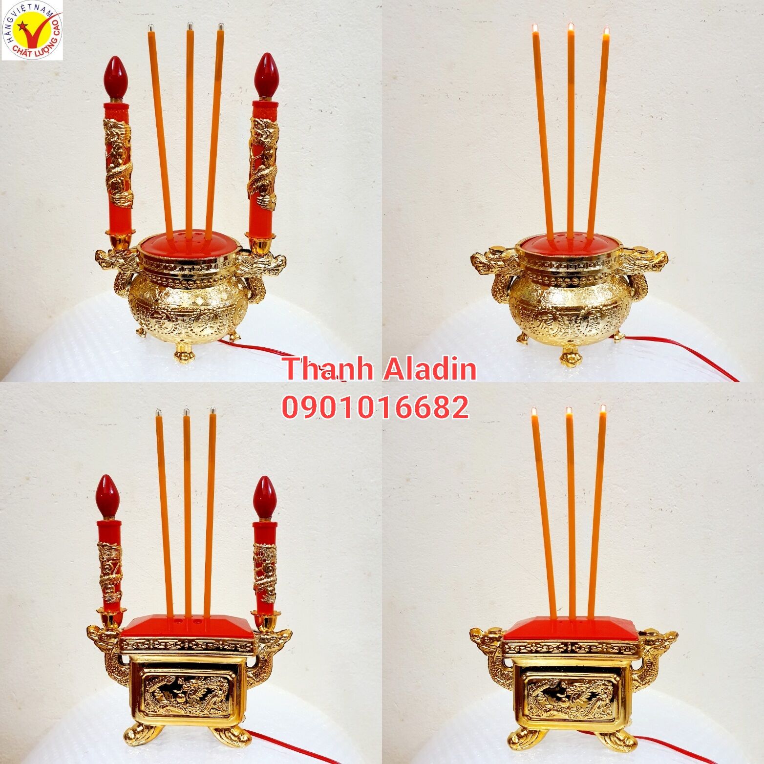 Lư hương điện, có sẵn 3 cây nhang điện tử siêu bền, có nhiều mẫu mã và kích thước