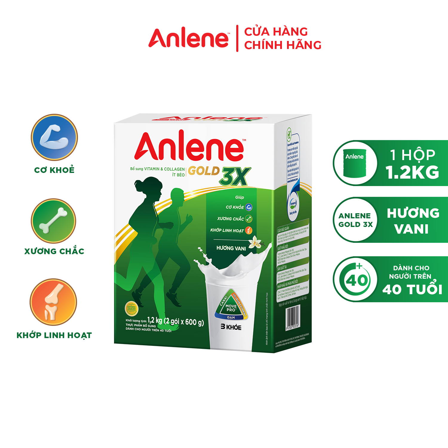 Sữa hộp giấy anlene gold movepro 1,2kg