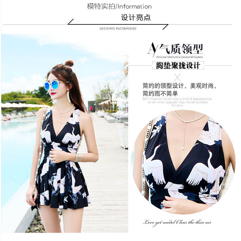 Áo Tắm Nữ Thời Trang Kiểu Váy Liền Thân Đồ Bơi Tắm Suối Nước Nóng Phong Cách Instagram Hàn Quốc Cỡ Lớn Kín Đáo Gợi Cảm Tôn Dáng Gầy Che Bụng