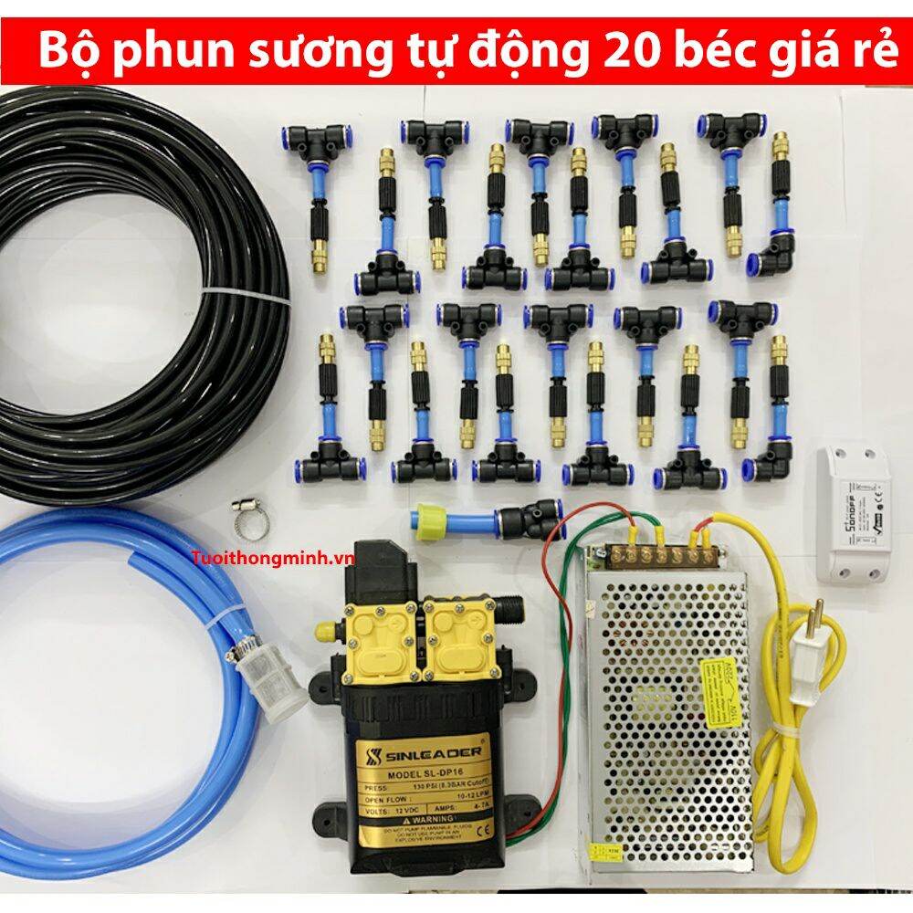 [Already available] set misting pump double sinleader 20 30 nozzles Đồng automatic (Timer, smart WiFi by phone) plant watering, watering Lan, cooling roof for Truss Lan 15 50m2