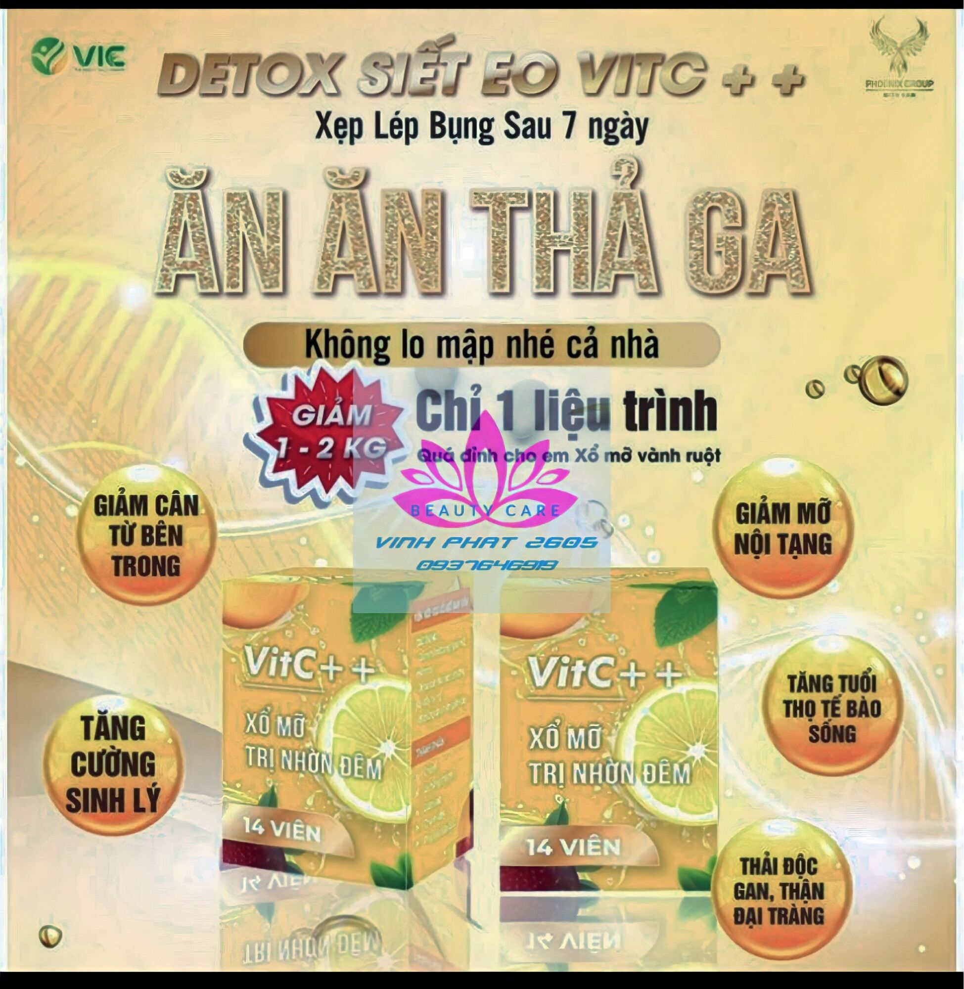 Xổ mỡ vic - xổ mỡ nhờn đêm vitc - hộp 14 viên