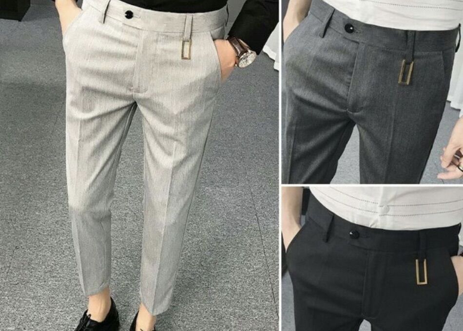 Quần âu nam ống côn mix khoá vuông, vải co dãn nhẹ