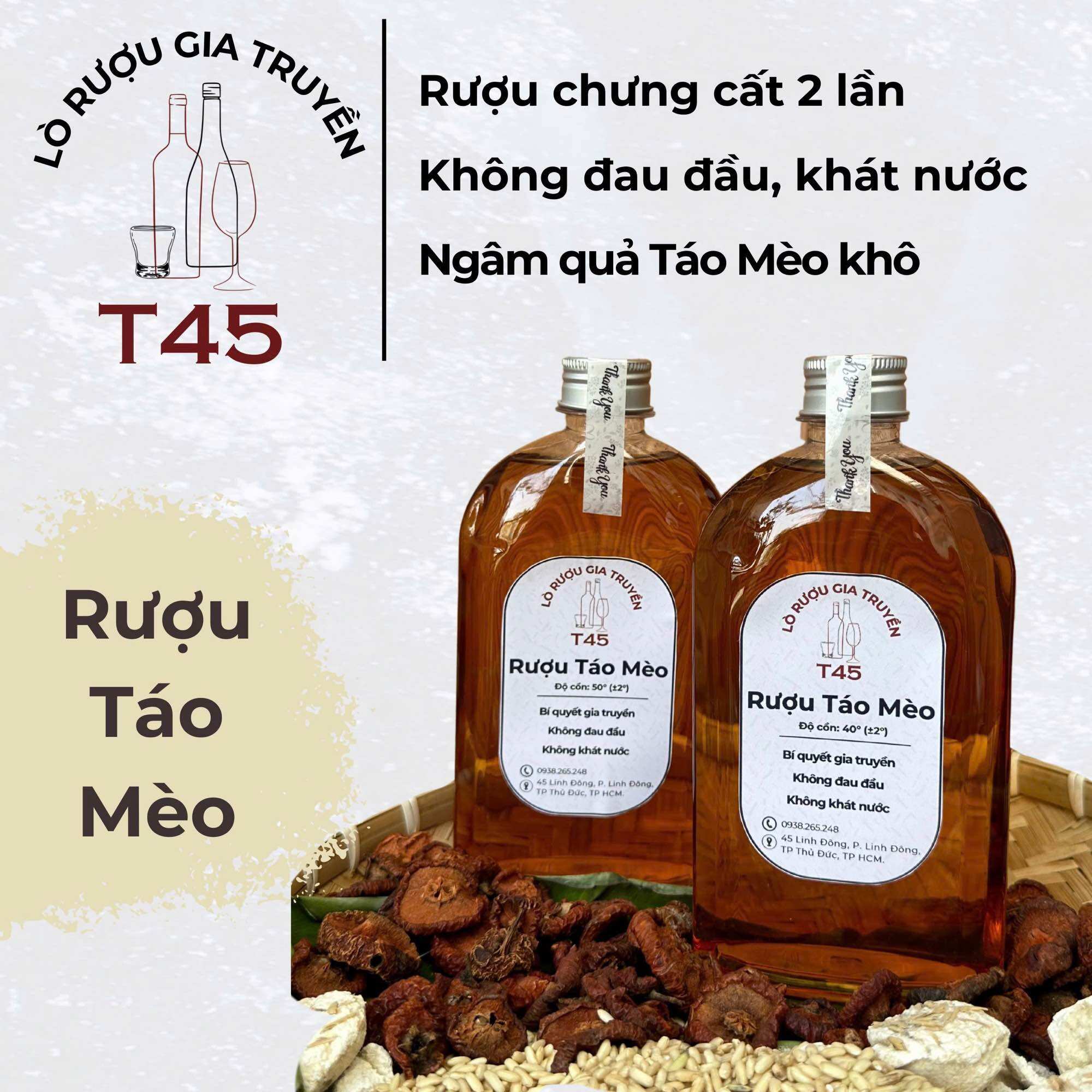 R,uou Táo Mèo T45 nguyên chất, lên men tự nhiên