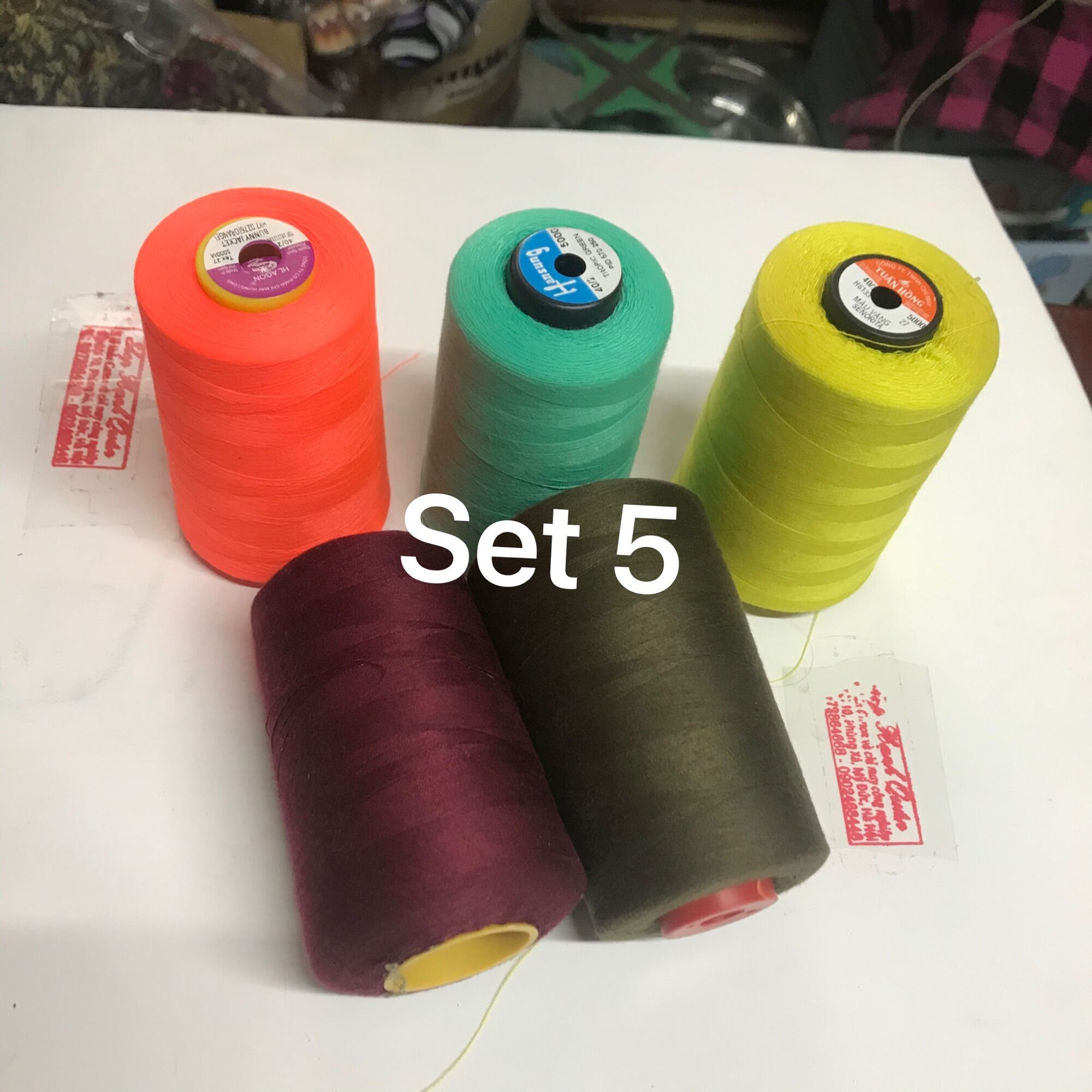 Set 5 cuộn chỉ may quần áo loại 5000m/cuộn