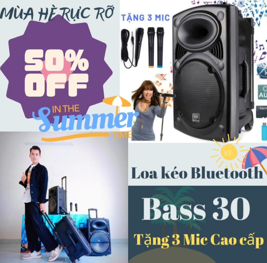 loa kéo karaoke bass 30+3 mic