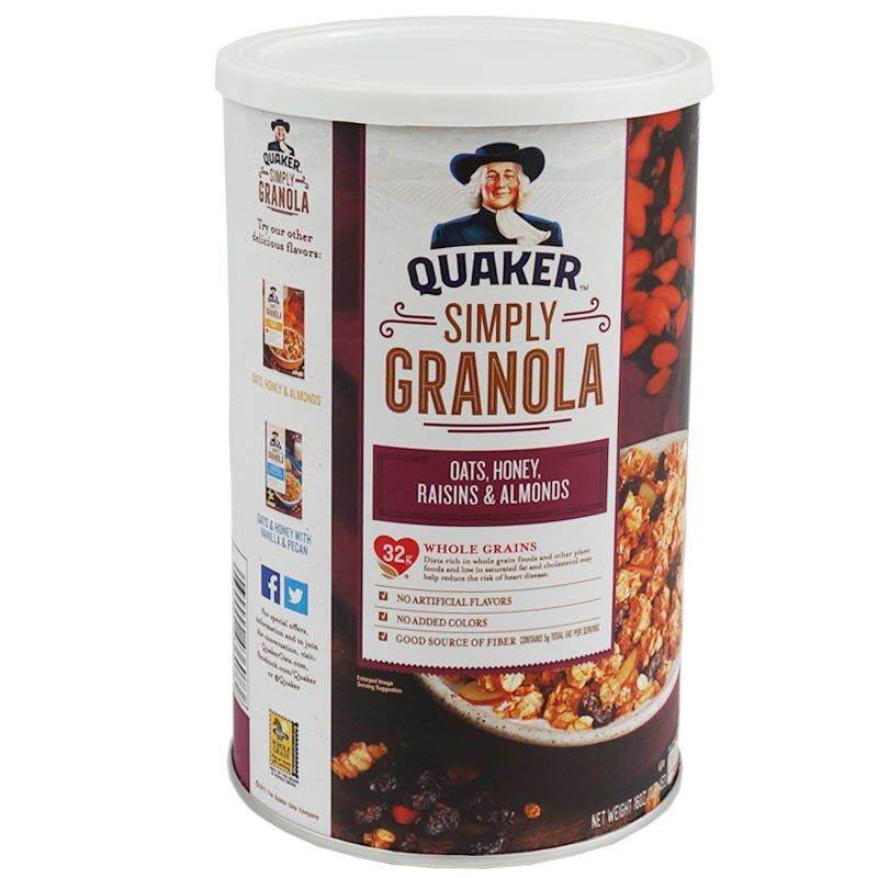 NGŨ CỐC GRANOLA QUAKER DINH DƯỠNG KHÔNG ĐƯỜNG HŨ 454gr