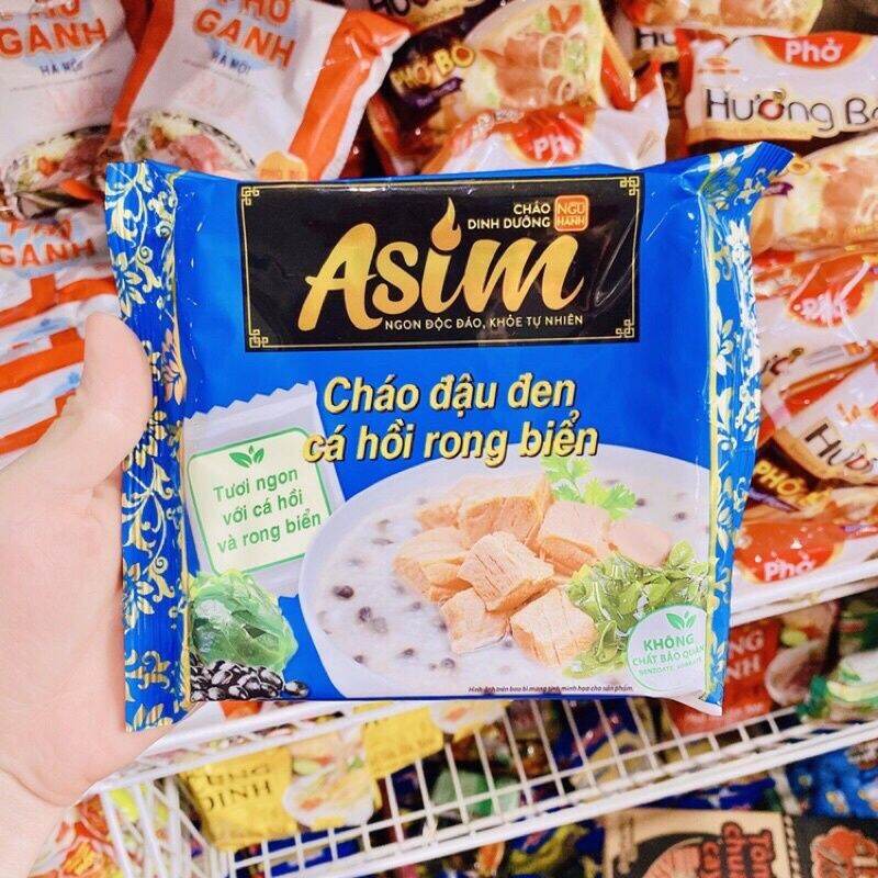 CHÁO ASIM GẤU ĐỎ ĐẬU ĐEN CÁ HỒI RONG BIỂN 74GR(30 GÓI/ THÙNG)