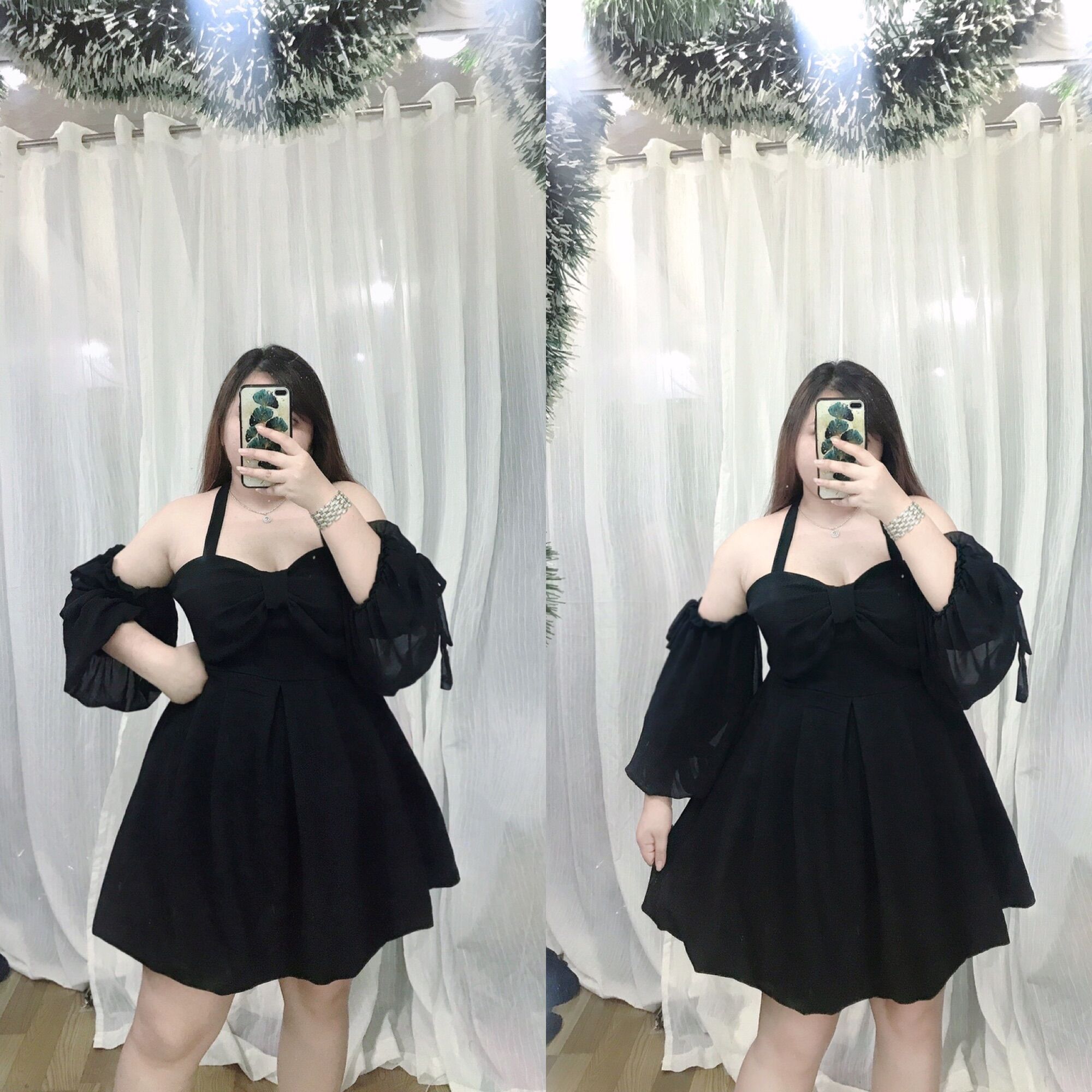 [Bigsize 60-85kg] Đầm bí xốp phối chiffon