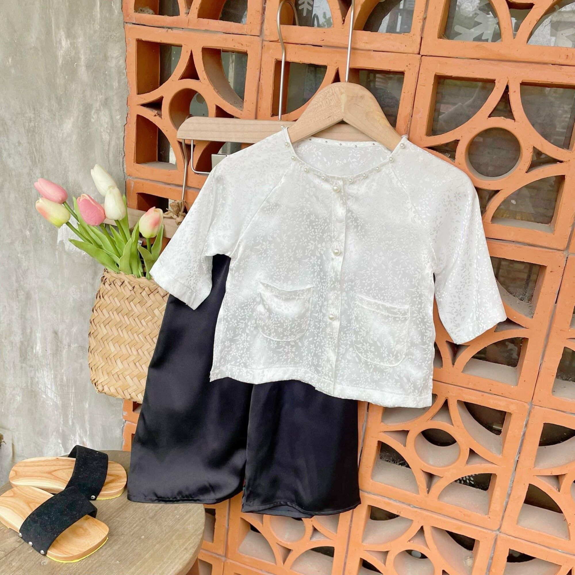 Bộ quần áo bà ba 3 màu cho bé gái