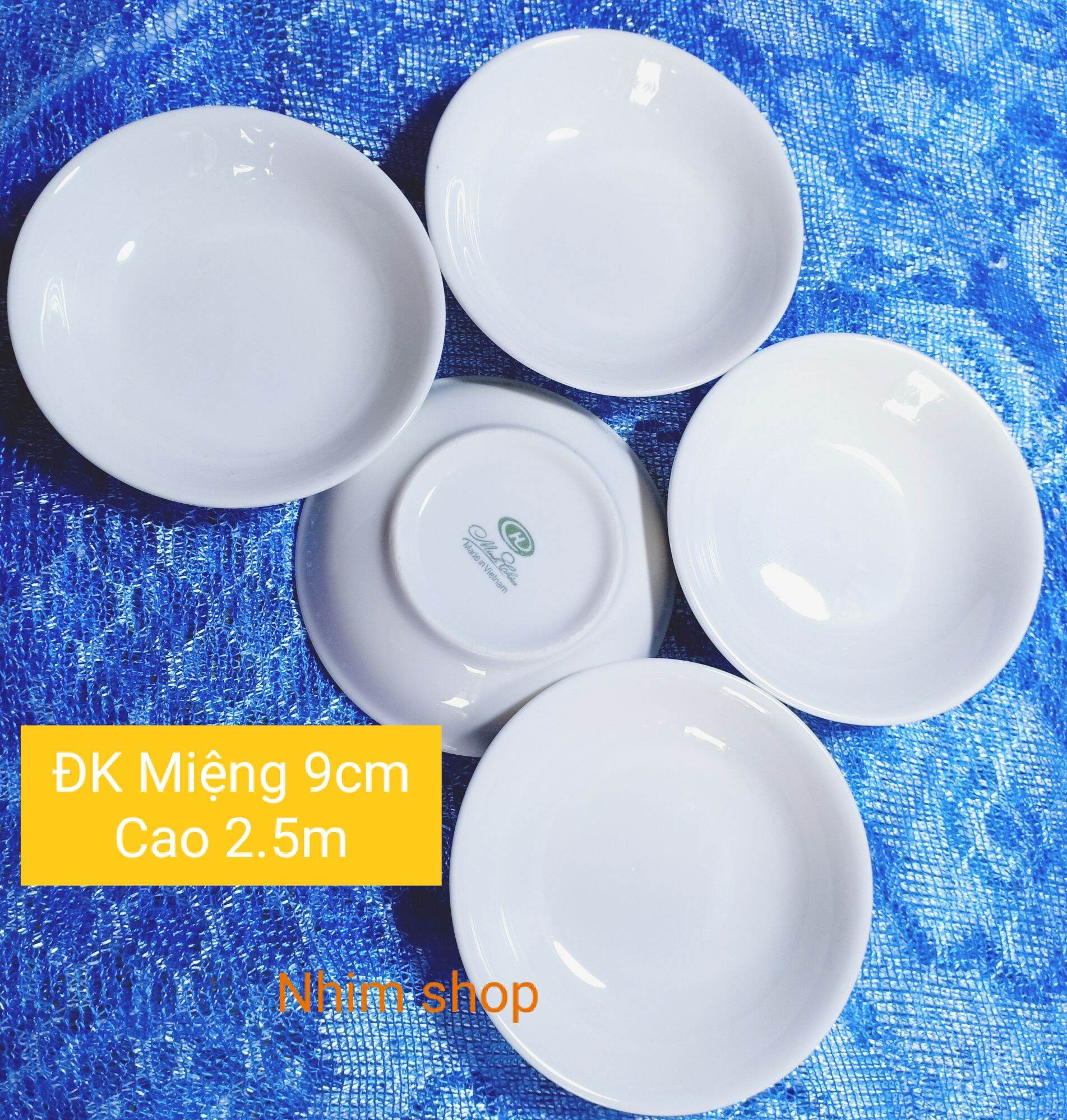 Đĩa tiêu, chén chấm sứ trắng cao cấp Minh Châu