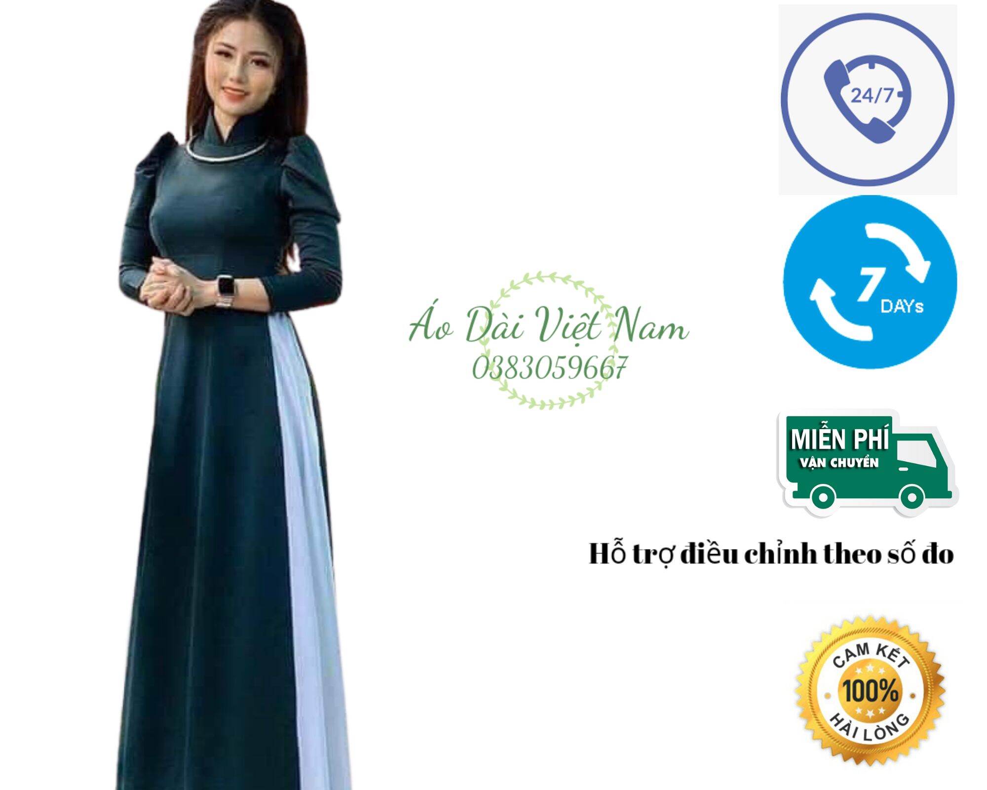 Áo dài tay bồng cổ cao.