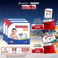 Combo 3 Gói Tã/bỉm quần HUGGIES SKINCARE MEGA JUMBO size M106 miếng/ M102+4 miếng