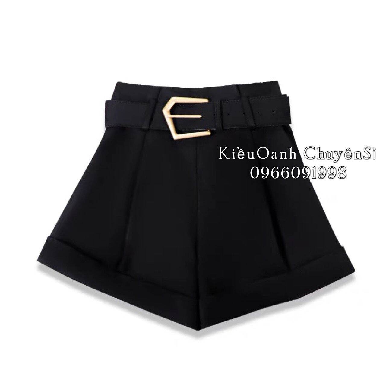 Quần sooc da báo QC cạp cao kèm đai