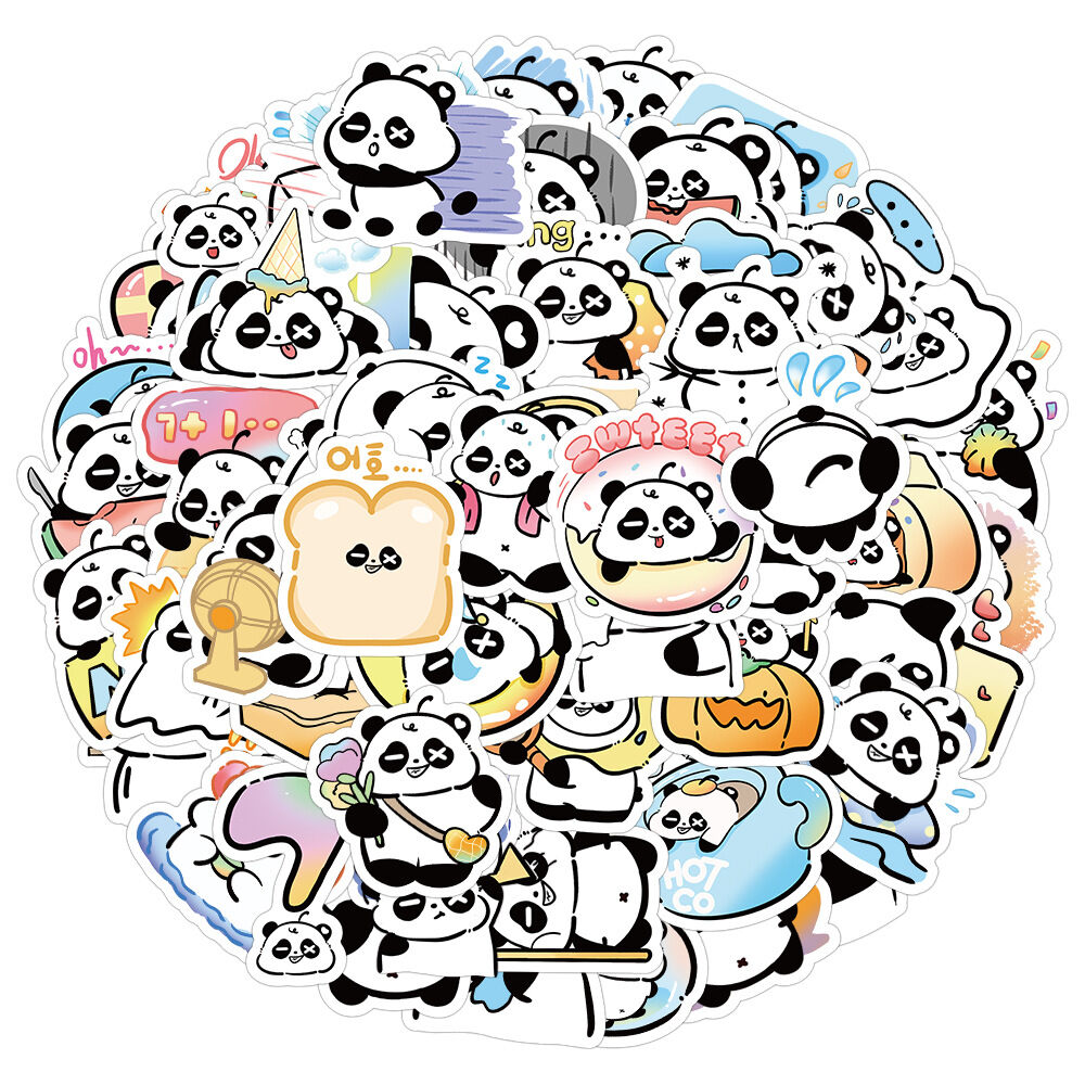Set 60 hình dán sticker chống nước gấu trúc panda
