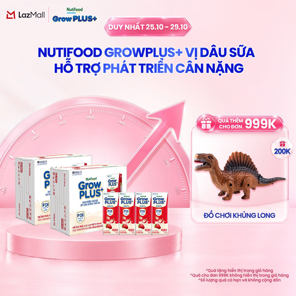 Combo 2 Thùng 24 hộp Sữa bột pha sẵn Nutifood GrowPLUS+ Vị Dâu Sữa hộp 180ml - Hỗ trợ phát triển cân nặng