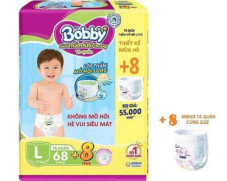 [Tặng 8 miếng] Tã Quần Bobby M76, L68, XL62, XXL56