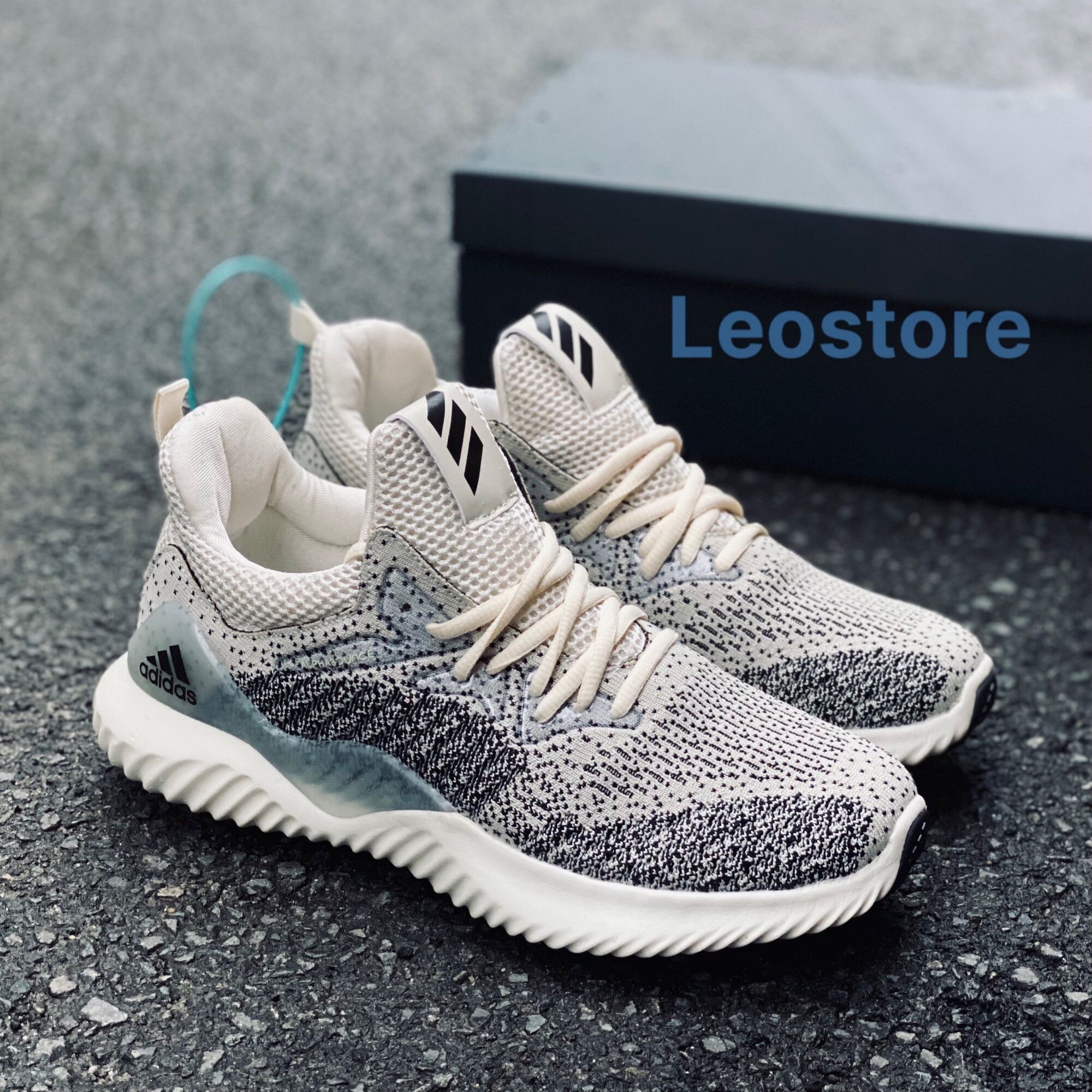 Giày alphabounce kem xám nam, giày thể thao alphabounce nam, giày chạy bộ nam
