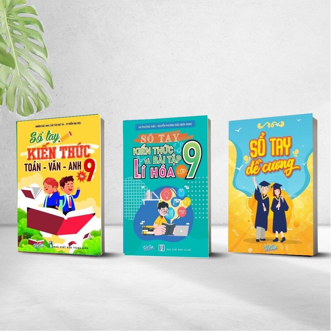 Combo 3 cuốn sổ tay kiến thức toán văn anh lớp 9, lí hóa lớp 9, đề cương