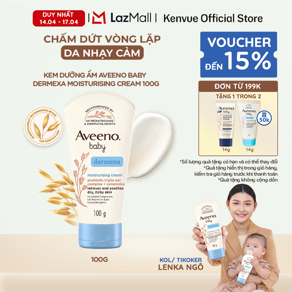 Kem dưỡng ẩm Aveeno Baby Dermexa Moisturising Cream 100g