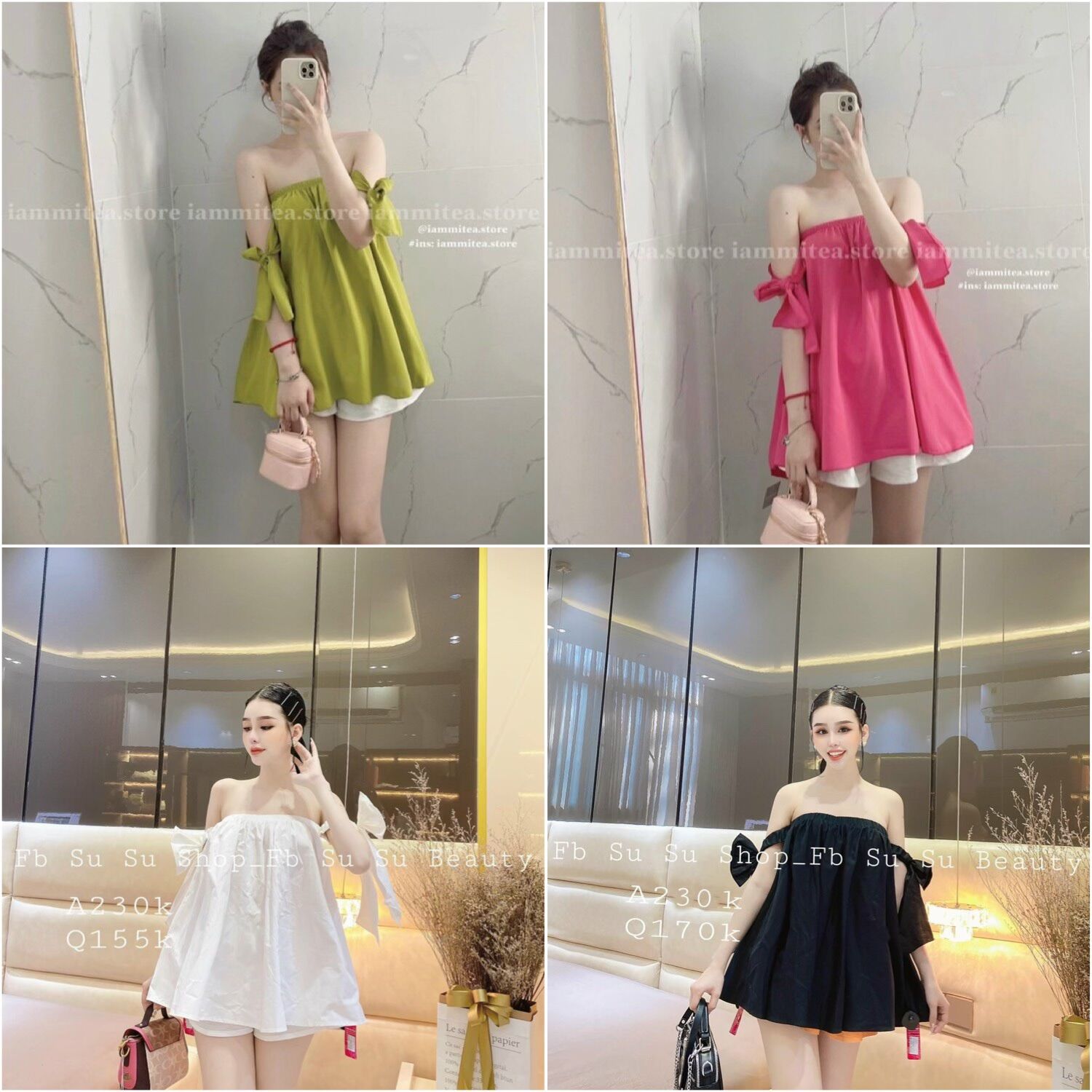 Áo bẹt vai tay cột nơ xinh đẹp b20