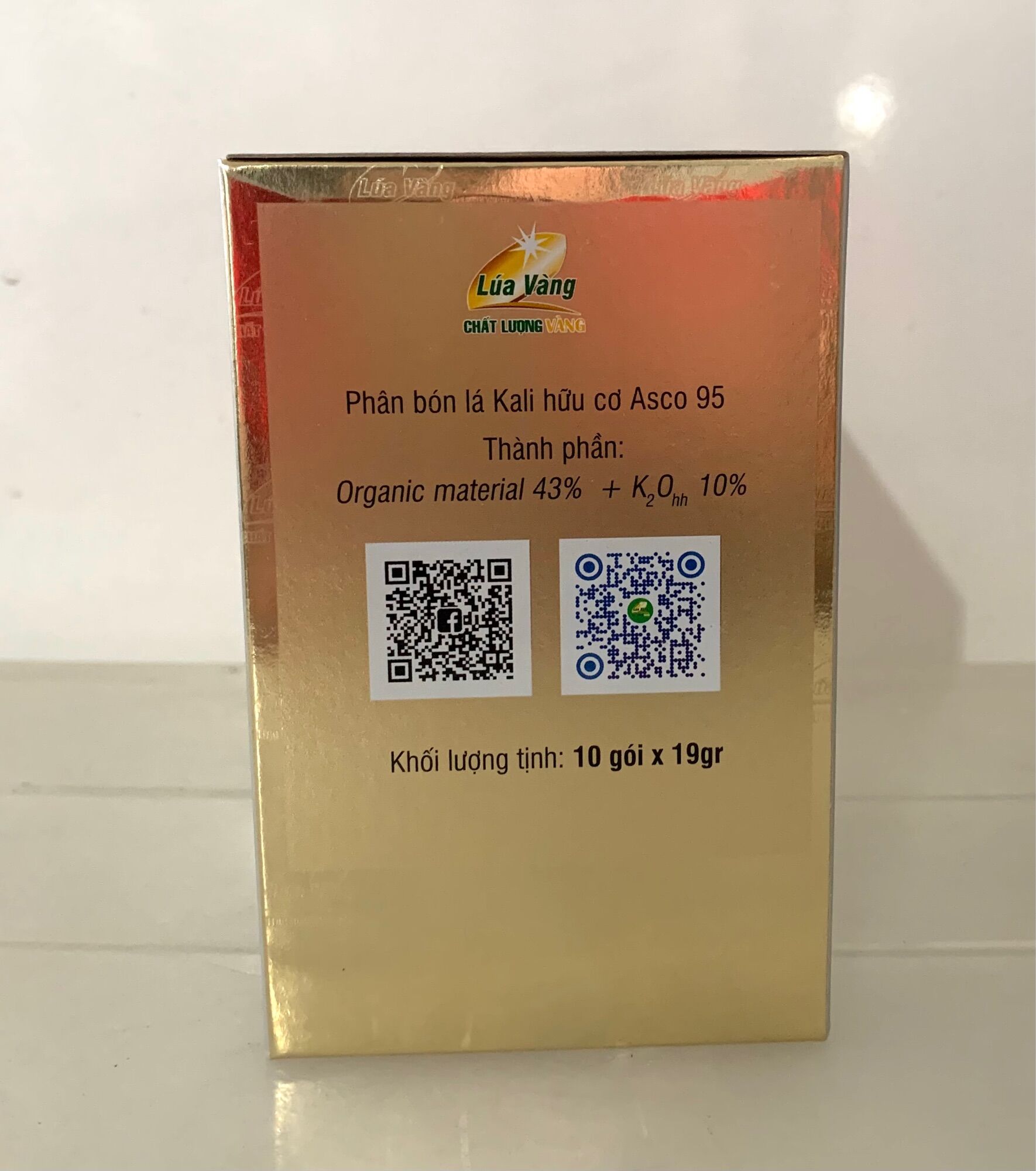 {10gói/hộp} PHÂN BÓN LÁ VÔ GẠO LÚA VÀNG 19g - Kali Hữu Cơ Asco 95