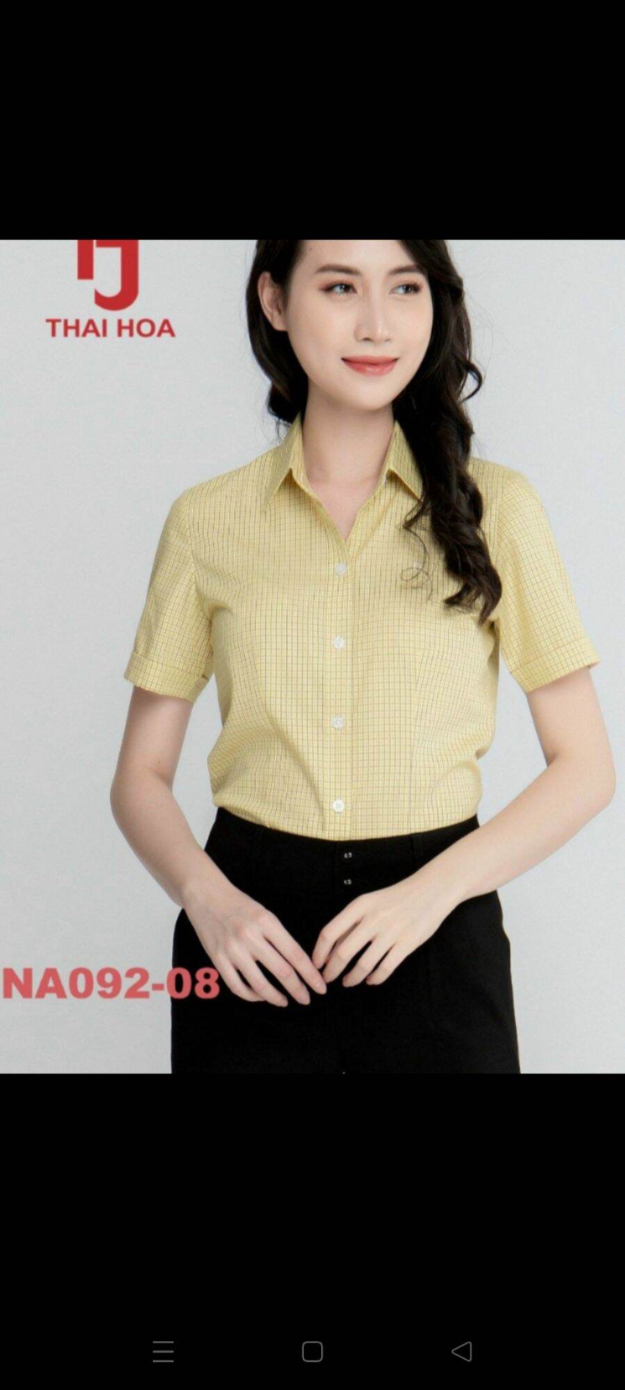 Áo sơ mi nữ Thái Hòa mã A092 sọc caro nhiều màu