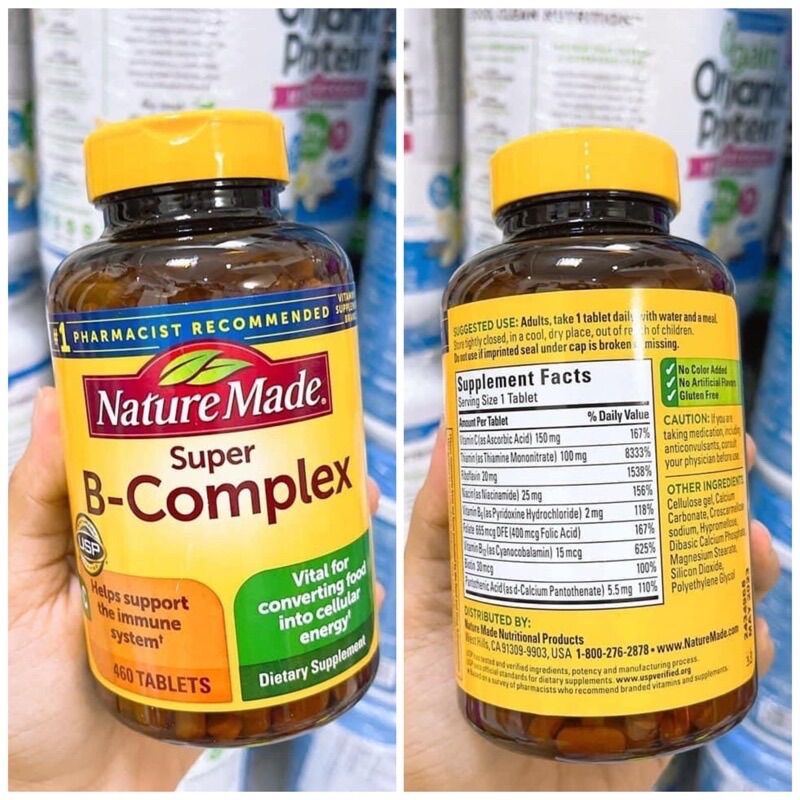 Viên bổ sung Vitamin B Nature Made Super B Complex của Mỹ