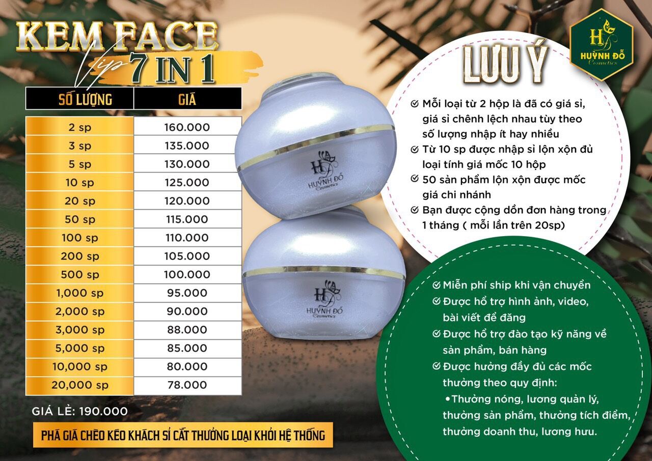 kem dưỡng trắng da huỳnh đỗ (sỉ 2 hộp) 320k