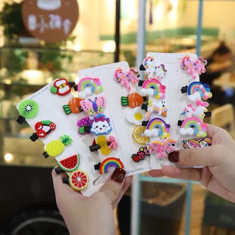 Set 10 kẹp tóc hoạt hình phong cách Hàn Quốc cho bé