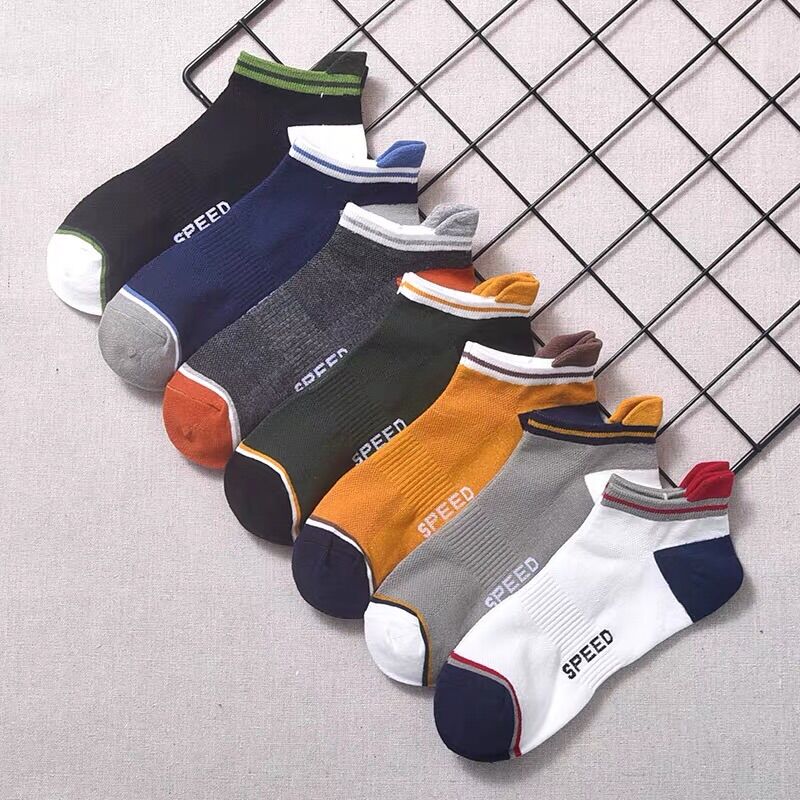 Set 7 đôi Tất nam cổ ngắn vớ nam cổ ngắn SPEED phong cách thể thao hàn quốc chất liệu cotton cao cấp khử mùi kháng khuẩn chống hôi chân