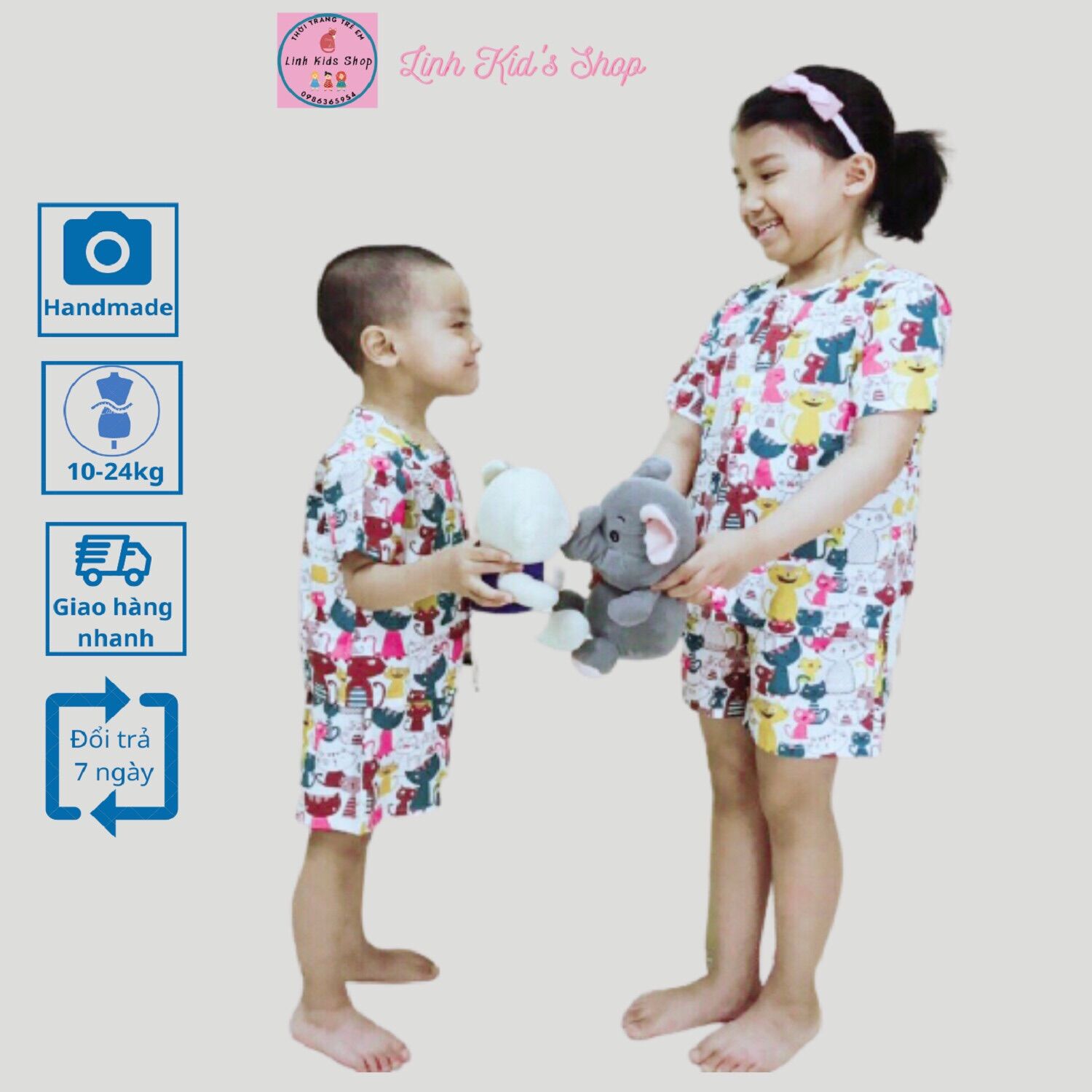 [FREESHIP] Bộ mặc nhà cho bé 9-26kg