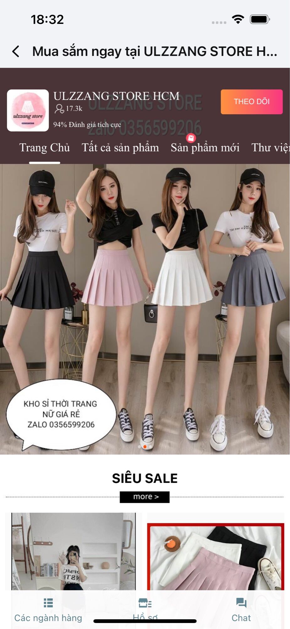 Chân váy tennis đủ màu