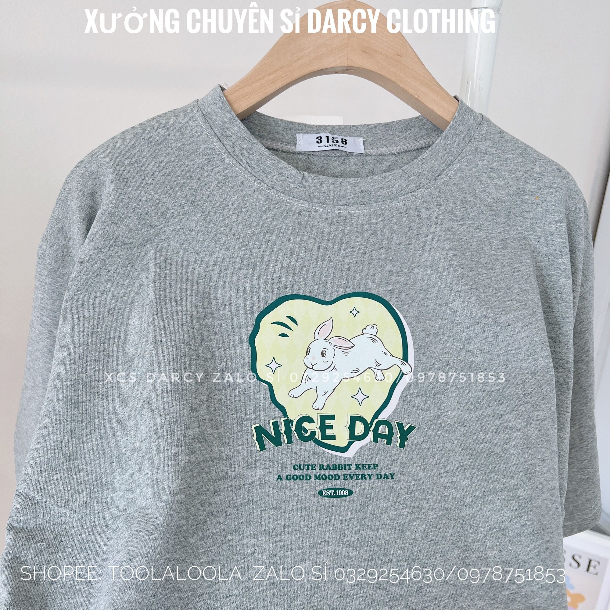ÁO THUN 3158 thỏ nice day chất cotton khô
